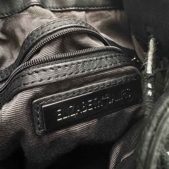 Black Drawstring Backpack with Zipper - Picture 6 of 7